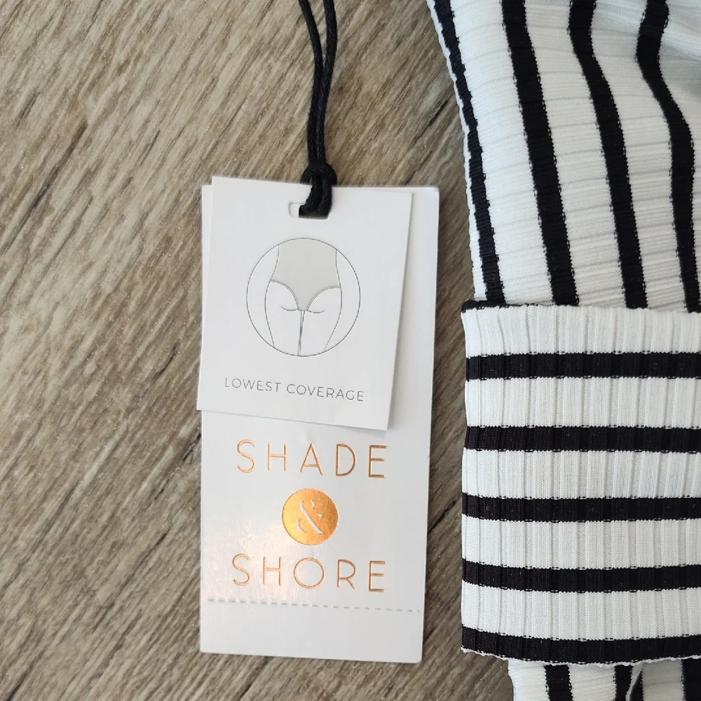 Striped Black and White One-Piece Swimsuit - Picture 8 of 8